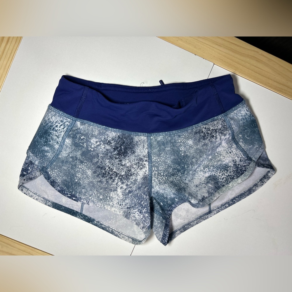 Ivivva Marble-Effect Gray & Navy Bike Shorts